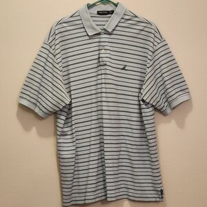 Blue "Nautica Classic Short Sleeve Striped Polo Shirt"